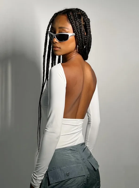 Gatewood Long Sleeve Bodysuit White sold by Princess Polly