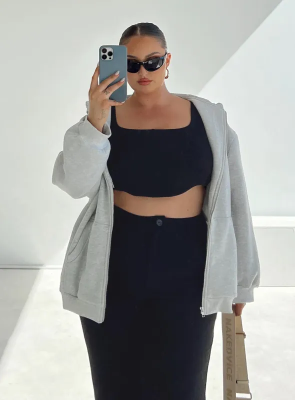 Florida Zip Up Sweatshirt Grey Curve sold by Princess Polly