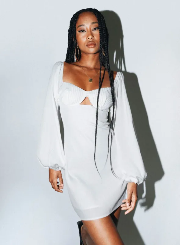 Marilee Long Sleeve Mini Dress White sold by Princess Polly