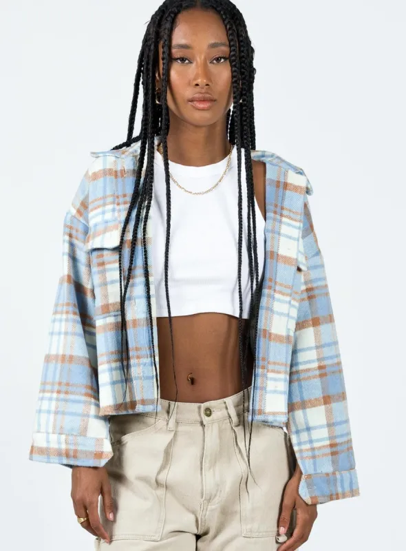 Bielby Flannel Jacket Blue/Grey sold by Princess Polly