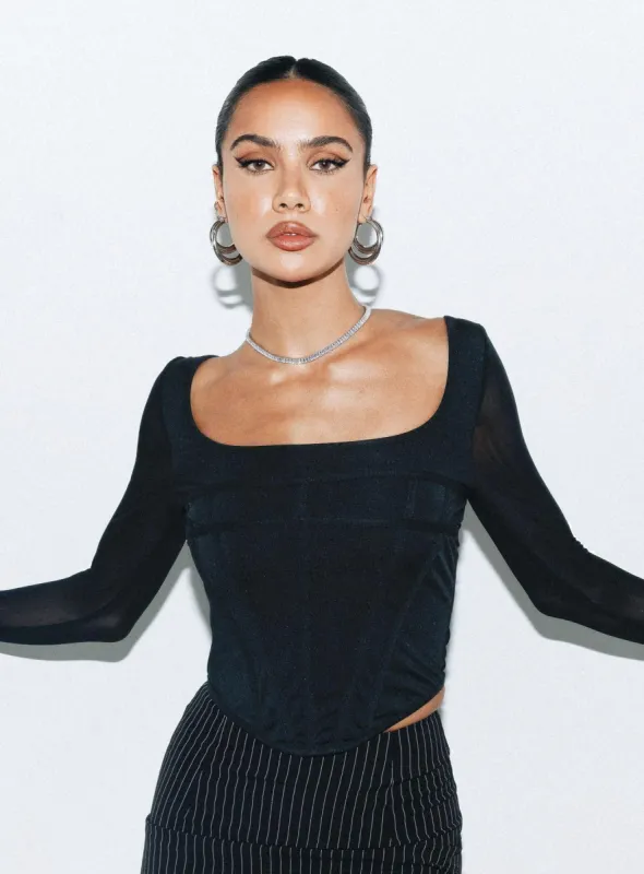 Costello Long Sleeve Top Black sold by Princess Polly