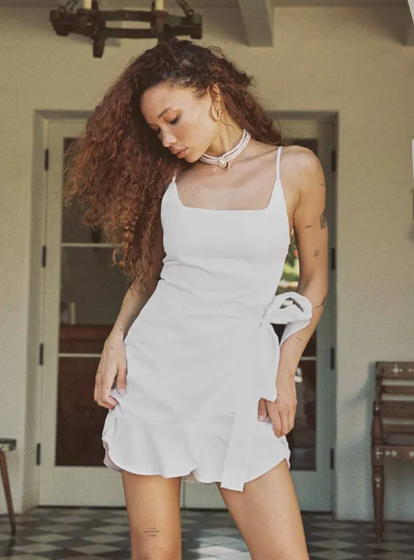 Cottage Hill Mini Dress White Satin sold by Princess Polly