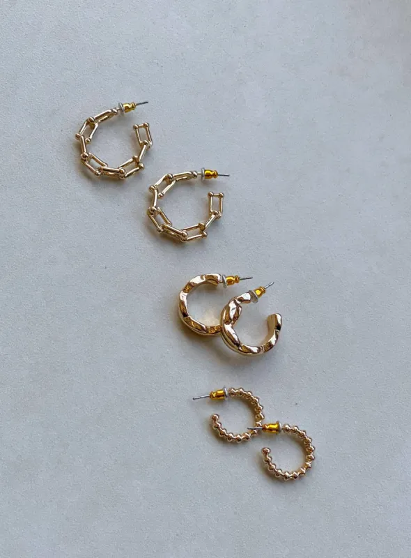 Maxton Earring Pack Gold sold by Princess Polly