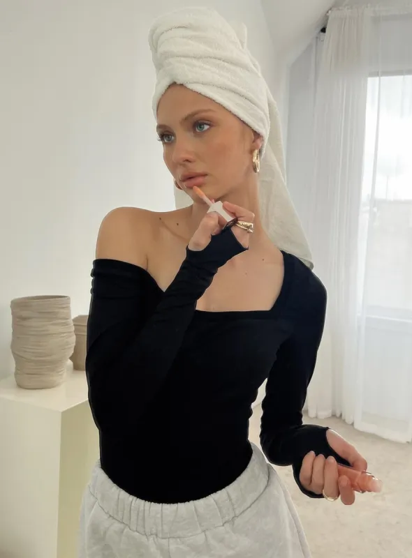 Redyne Off Shoulder Bodysuit Black sold by Princess Polly