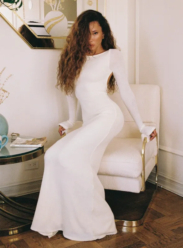 Snyder Sheer Maxi Dress Cream sold by Princess Polly