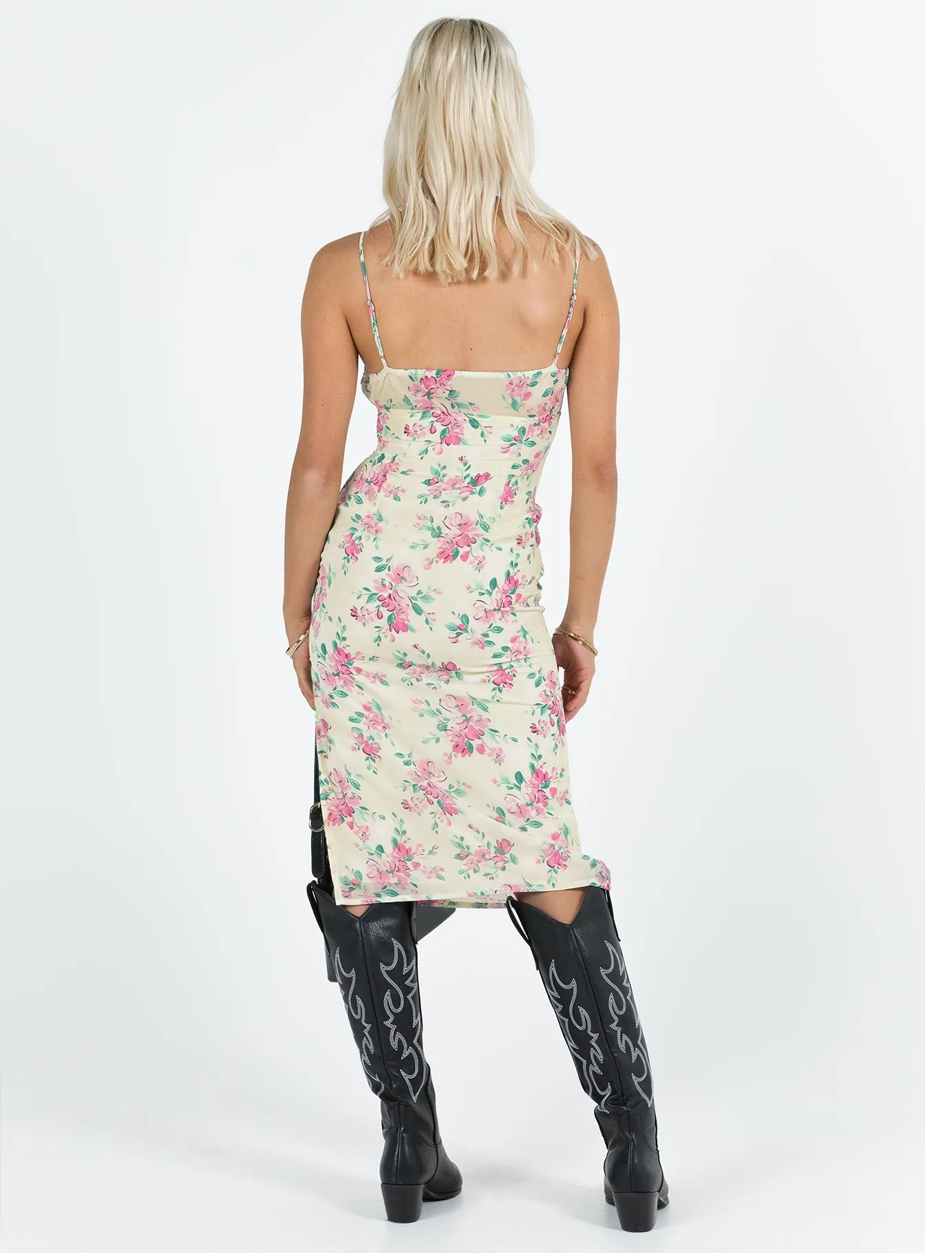 Noda Midi Dress Yellow / Pink Floral sold by Princess Polly product image thumbnail 5