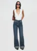 Florida Keys Mid Rise Straight Leg Cuffed Jeans Mid Blue sold by Princess Polly