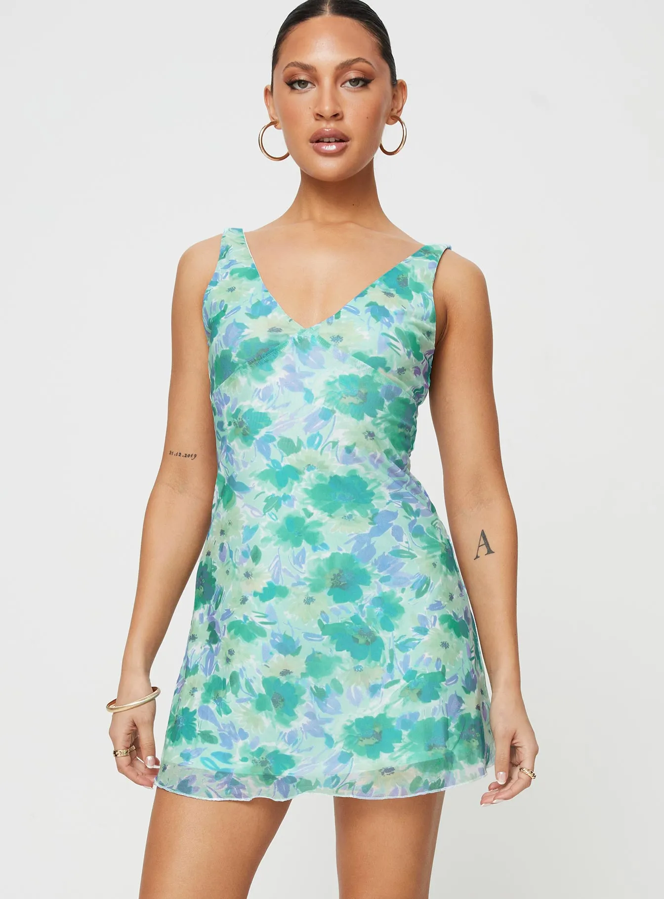 Zuba Mini Dress Green Floral sold by Princess Polly product image thumbnail 2