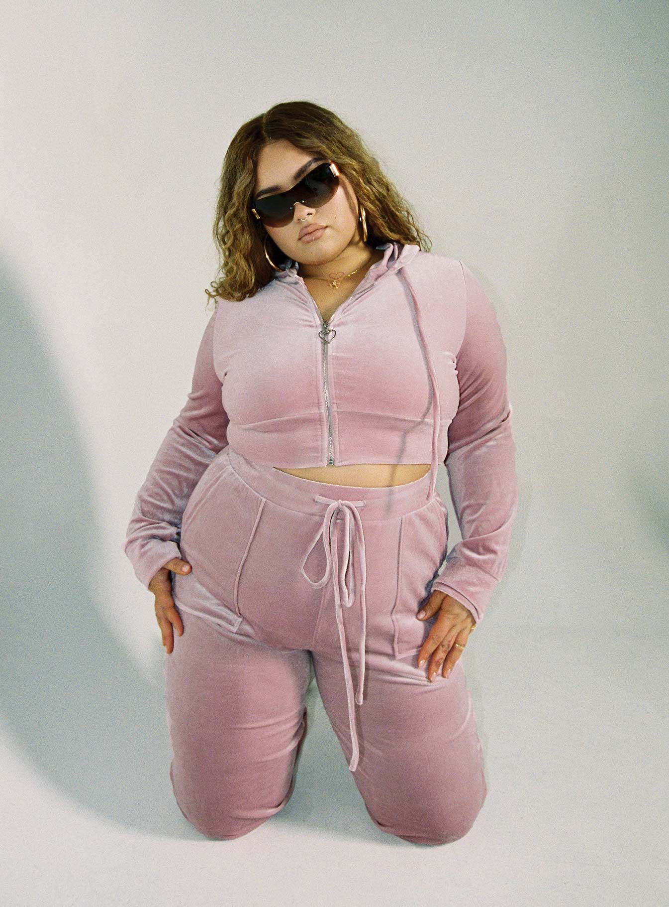 Velour Track Pant Pink Curve sold by Princess Polly product image thumbnail 2