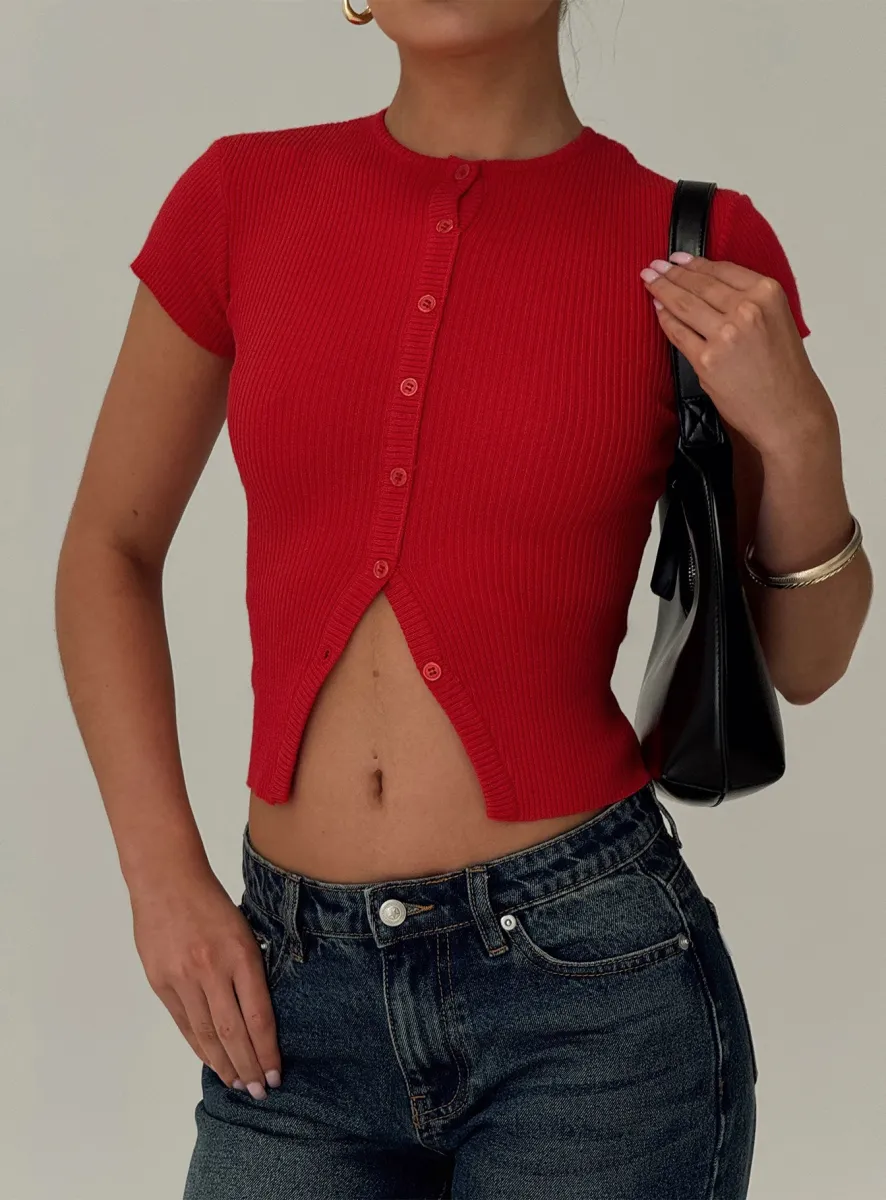 Suzu Knit Top Red sold by Princess Polly