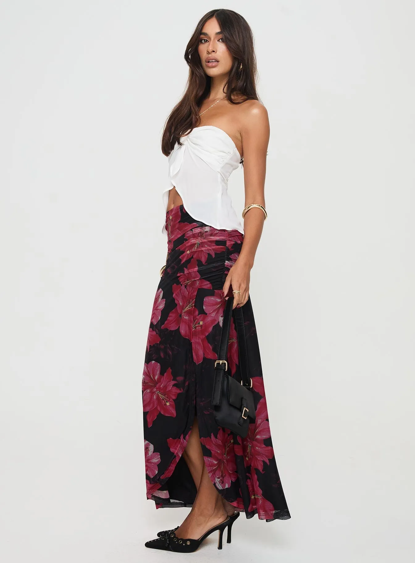 Cooperi Maxi Skirt Black / Red Floral sold by Princess Polly product image thumbnail 4