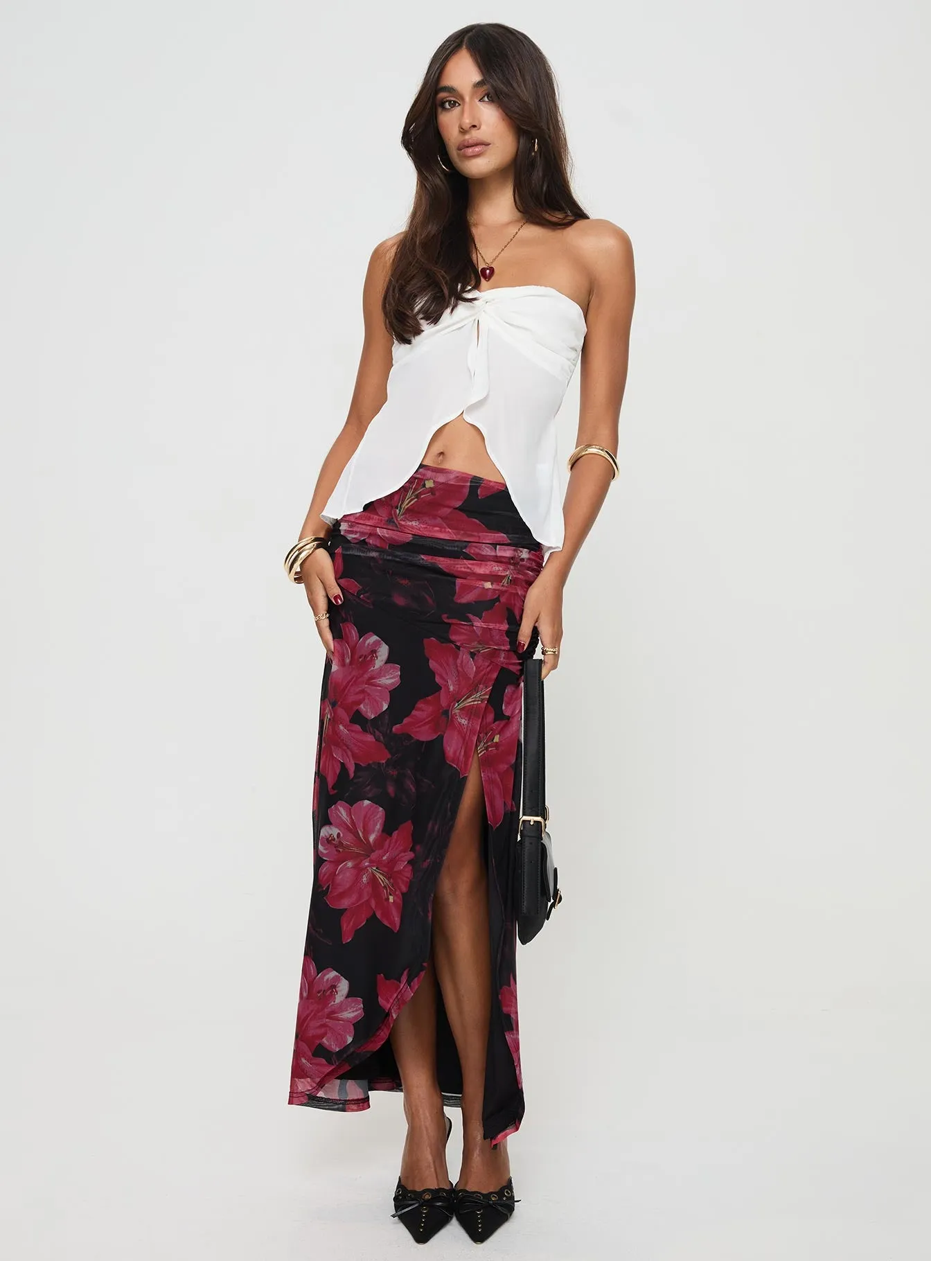 Cooperi Maxi Skirt Black / Red Floral sold by Princess Polly product image thumbnail 2