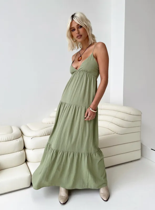 Chelsea Maxi Dress Sage Green sold by Princess Polly