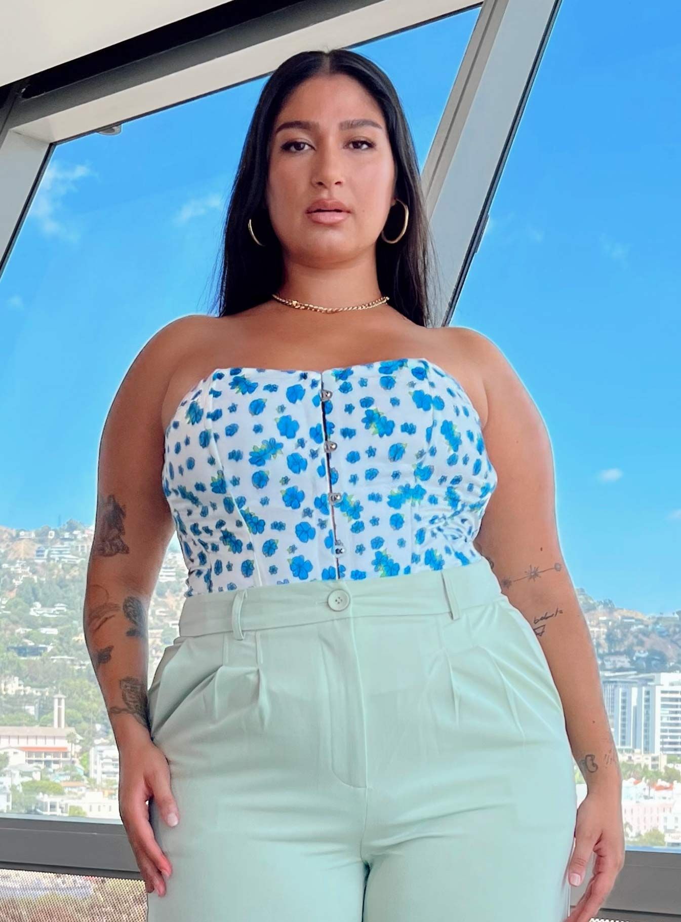 In The Moment Strapless Top White / Blue Curve sold by Princess Polly product image thumbnail 3