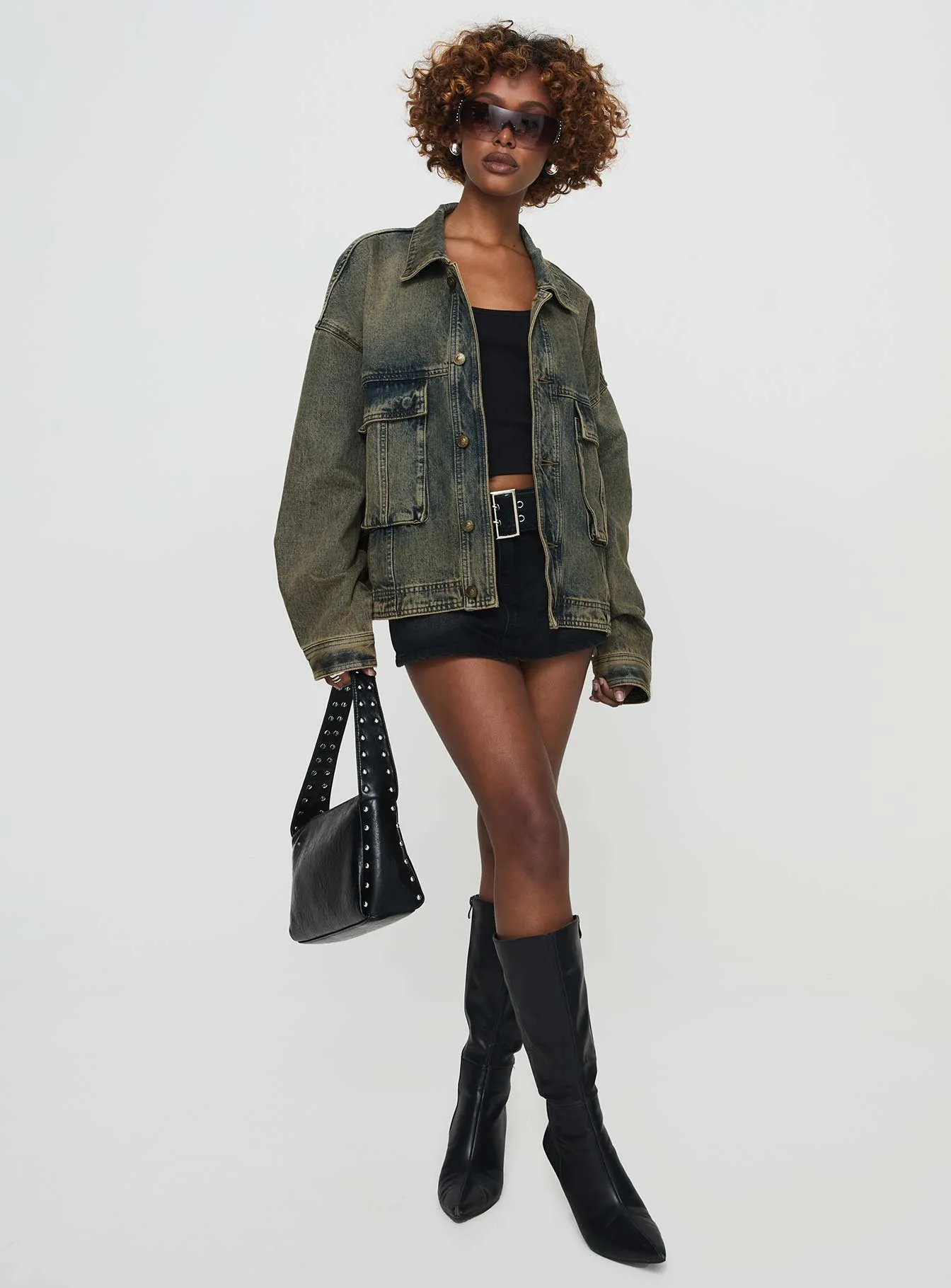Kier Oversized Jacket Denim Antique Wash sold by Princess Polly product image thumbnail 4