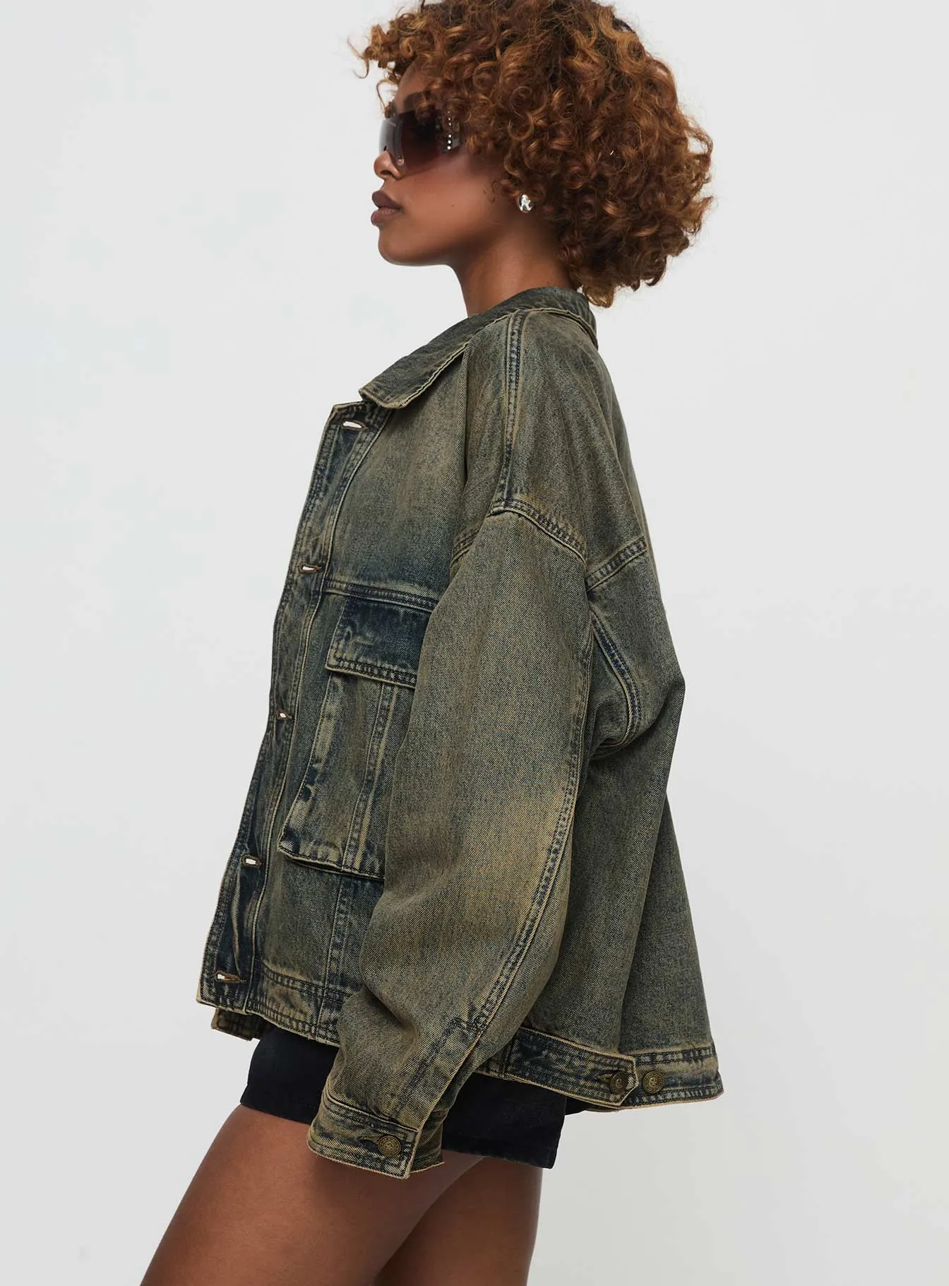 Kier Oversized Jacket Denim Antique Wash sold by Princess Polly product image thumbnail 5