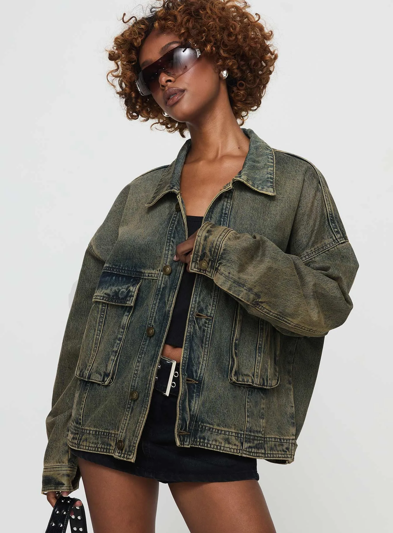 Kier Oversized Jacket Denim Antique Wash sold by Princess Polly product image thumbnail 3