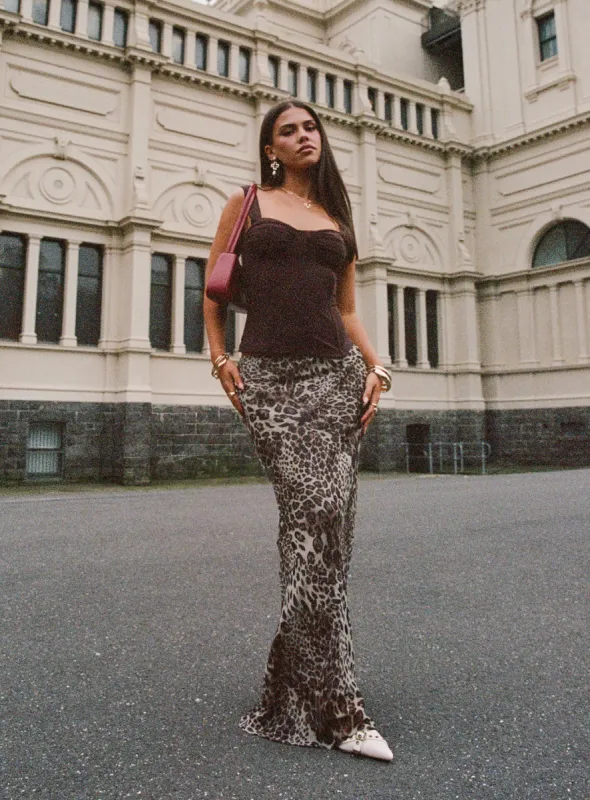 Manda Maxi Skirt Leopard sold by Princess Polly