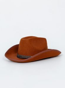 Rissell Rhinestone Cowboy Hat Brown sold by Princess Polly