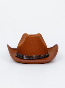 Rissell Rhinestone Cowboy Hat Brown sold by Princess Polly