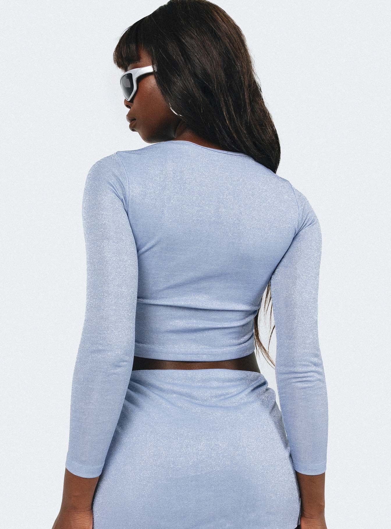 Bold Move Long Sleeve Top Blue Lurex sold by Princess Polly product image thumbnail 4