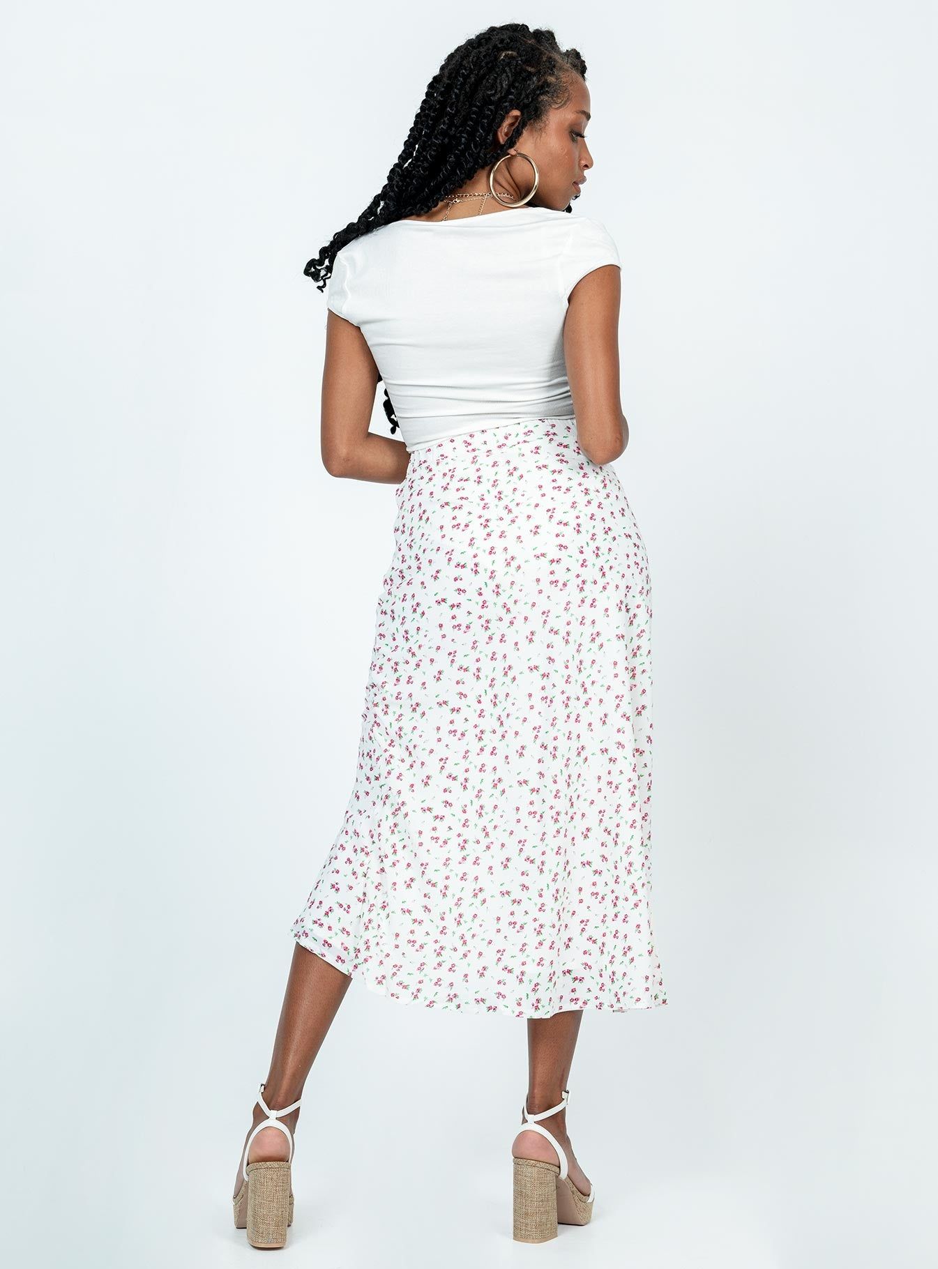 Mabel Midi Skirt White Floral sold by Princess Polly product image thumbnail 5
