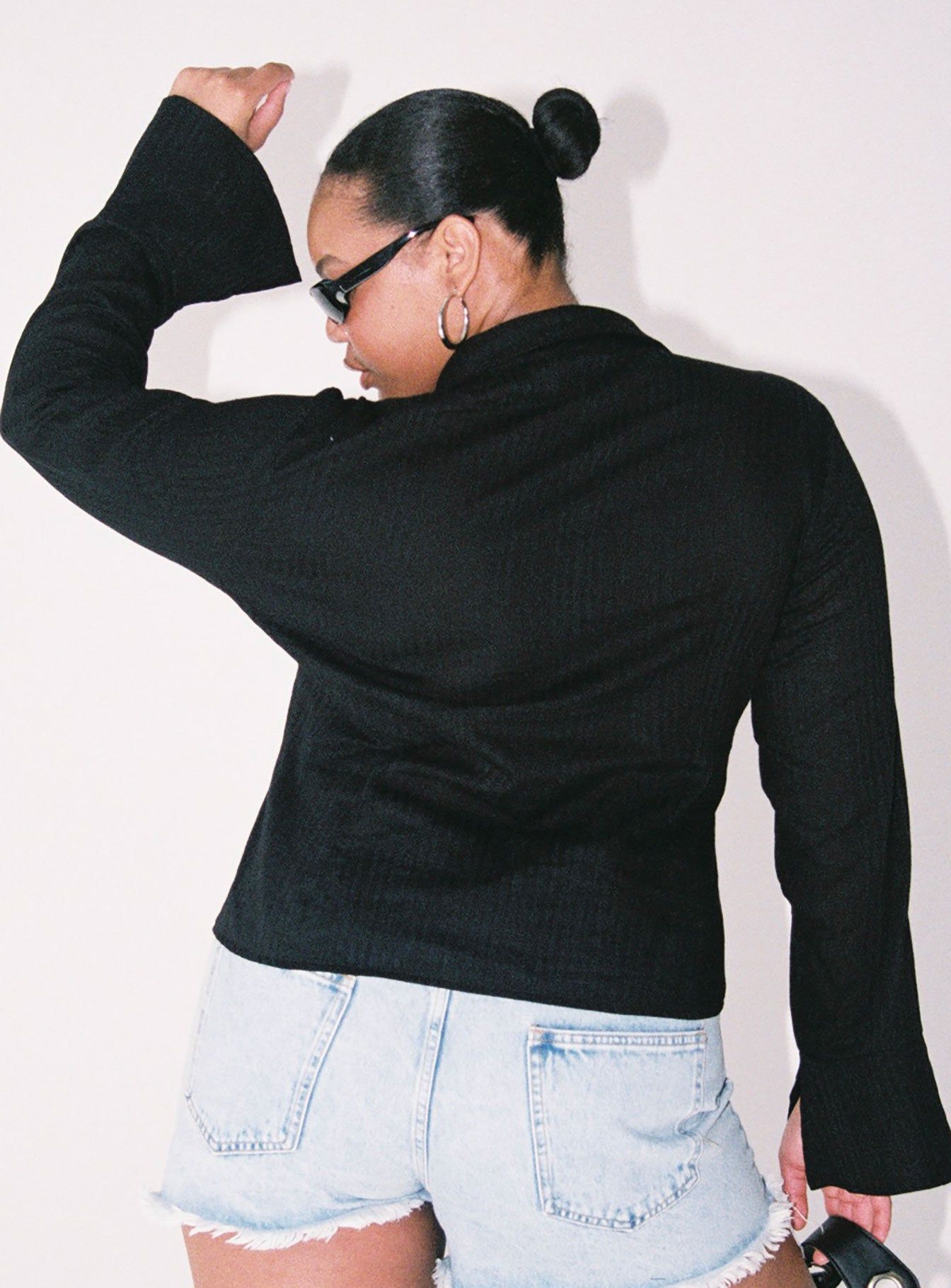 Nial Long Sleeve Top Black Curve sold by Princess Polly product image thumbnail 4