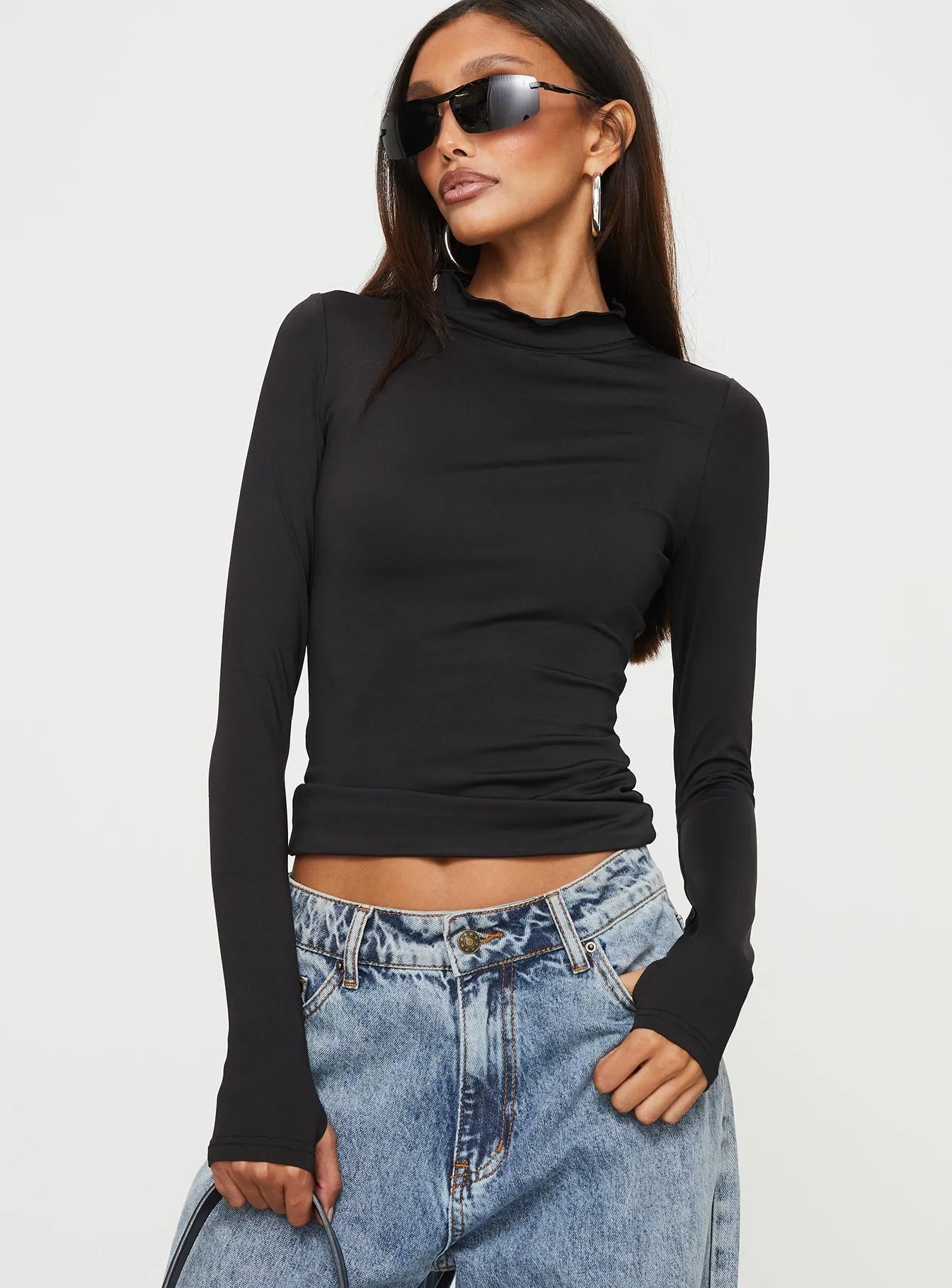 Barrelle Long Sleeve Top Black sold by Princess Polly