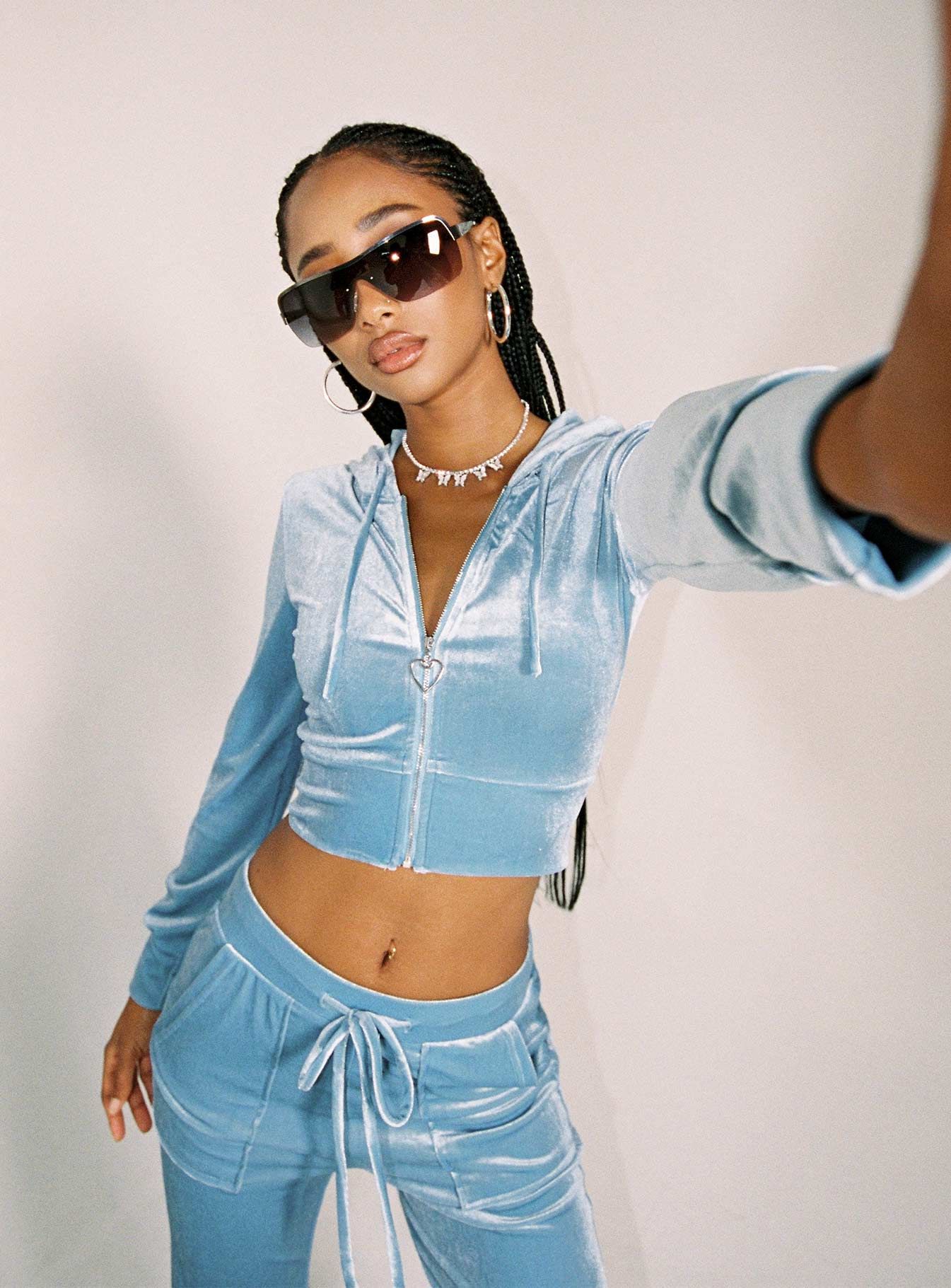 Velour Hoodie Blue sold by Princess Polly