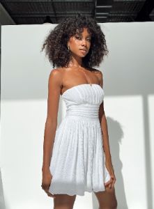 Silva Strapless Mini Dress White sold by Princess Polly