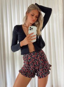 Jennie Shorts Black Floral sold by Princess Polly