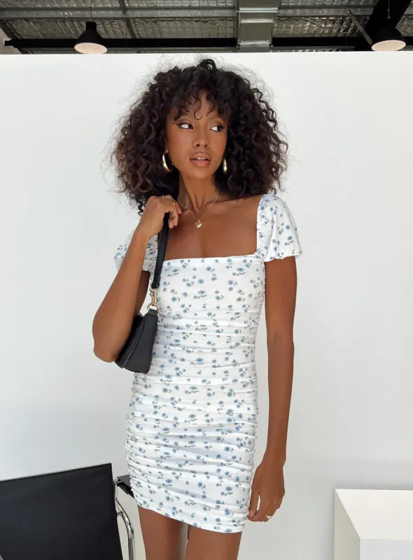 Charvi Mini Dress Blue Floral sold by Princess Polly