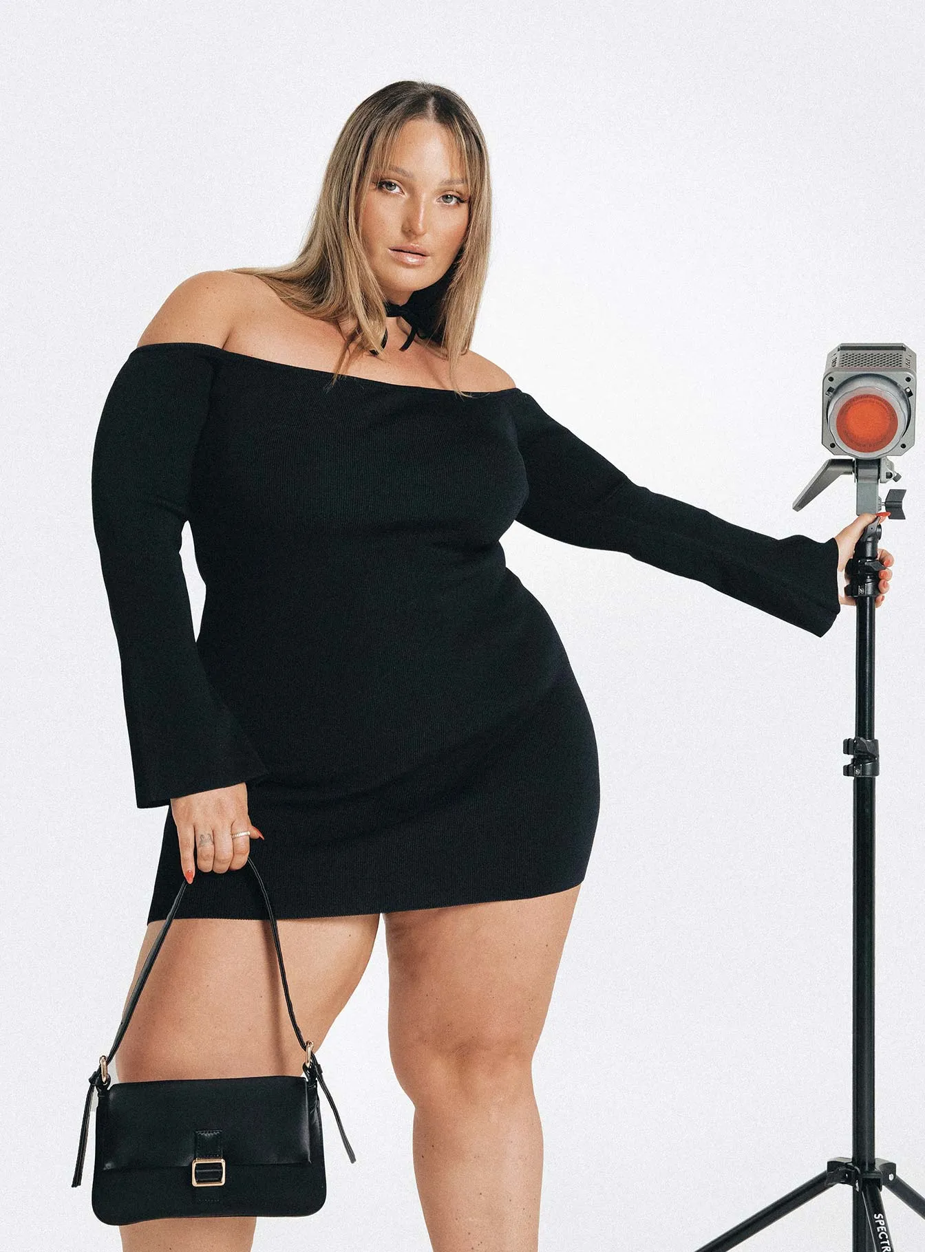 Parisa Long Sleeve Mini Dress Black Curve sold by Princess Polly