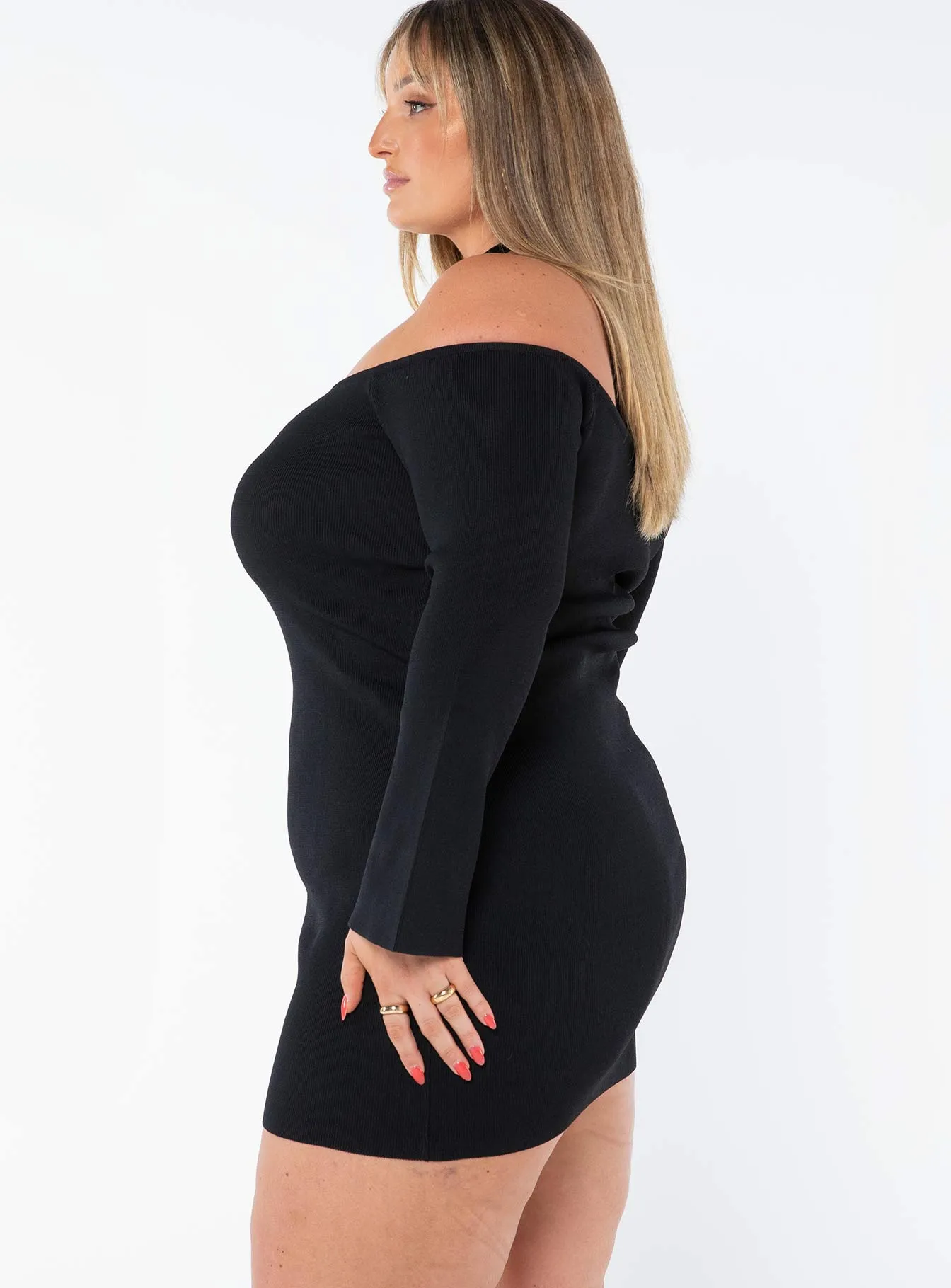 Parisa Long Sleeve Mini Dress Black Curve sold by Princess Polly product image thumbnail 4