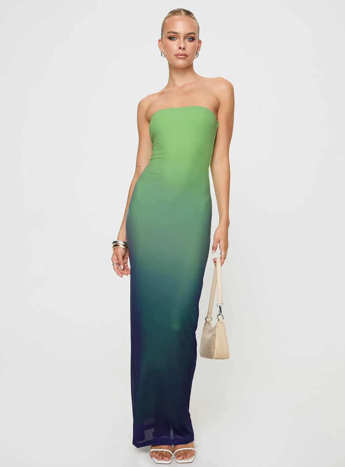 Stolen Love Strapless Maxi Dress Blue / Green Ombre sold by Princess Polly product image thumbnail 2