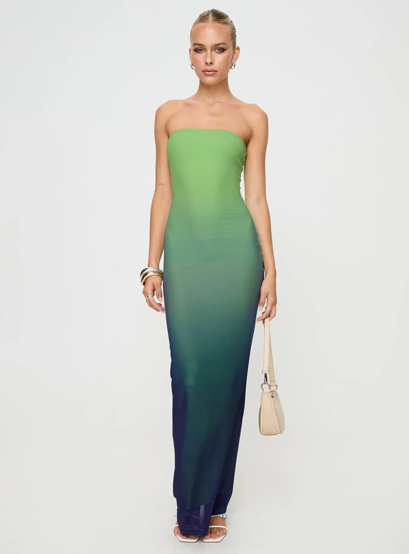 Stolen Love Strapless Maxi Dress Blue / Green Ombre sold by Princess Polly product image thumbnail 3