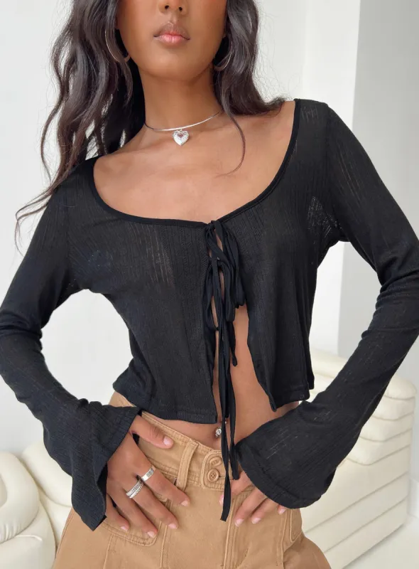 Barbaro Long Sleeve Top Black sold by Princess Polly