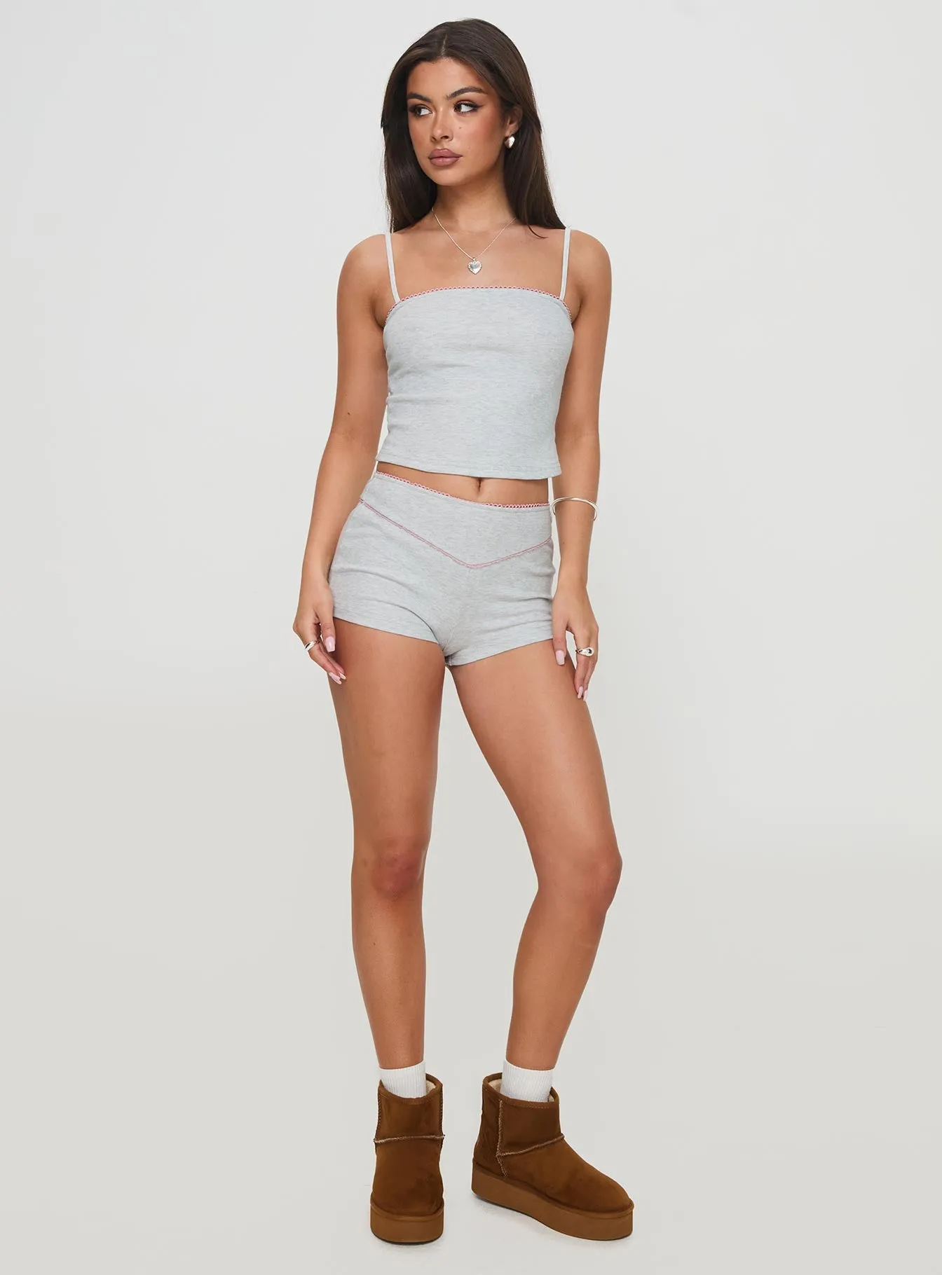 Unfolding Rib Sleep Set Grey Marle sold by Princess Polly product image thumbnail 3