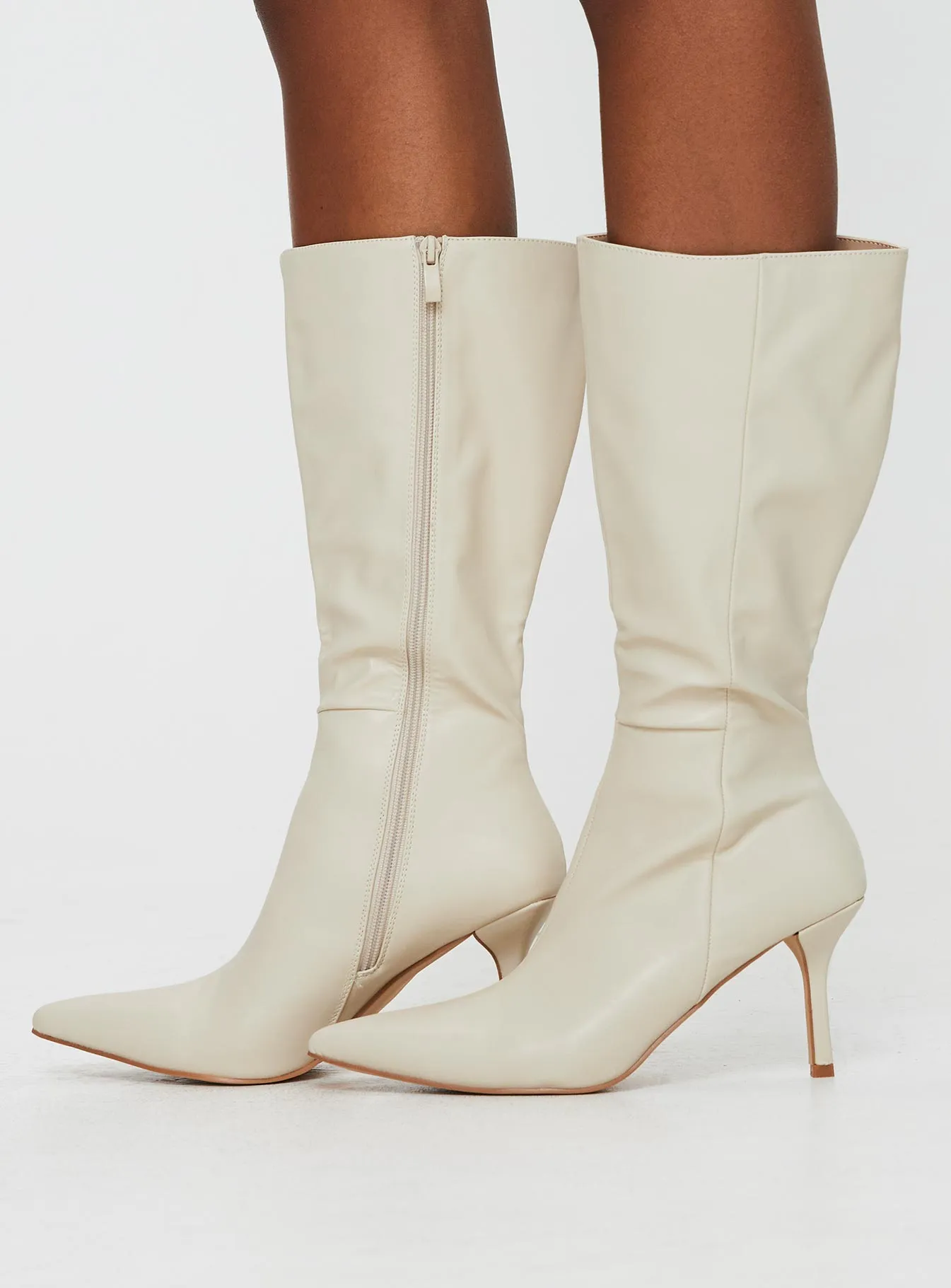 Elodiee Knee High Boots Cream sold by Princess Polly product image thumbnail 3
