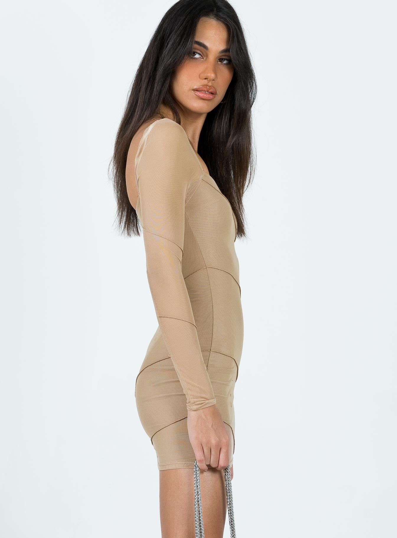 Navaline Mini Dress Beige sold by Princess Polly product image thumbnail 3