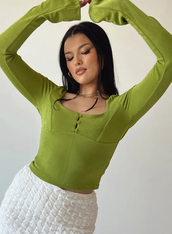 Kentia Long Sleeve Top Green sold by Princess Polly