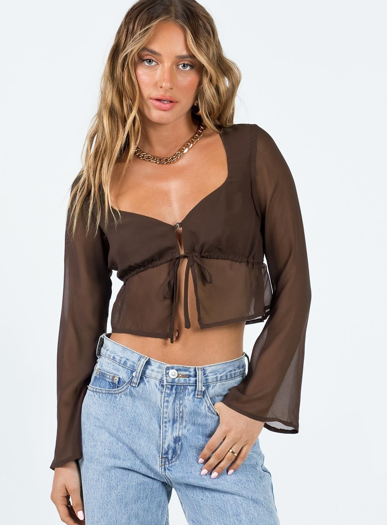Kenney Long Sleeve Top Brown sold by Princess Polly product image thumbnail 2