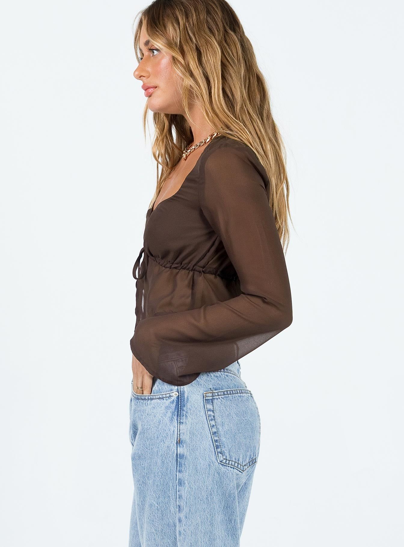 Kenney Long Sleeve Top Brown sold by Princess Polly product image thumbnail 4