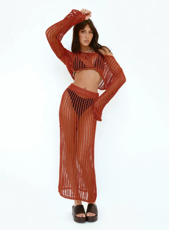 Florence Maxi Skirt Sienna Red sold by Princess Polly