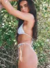 Jenner Tie Side Ruched Bikini Bottom Blue / White Swirl sold by Princess Polly