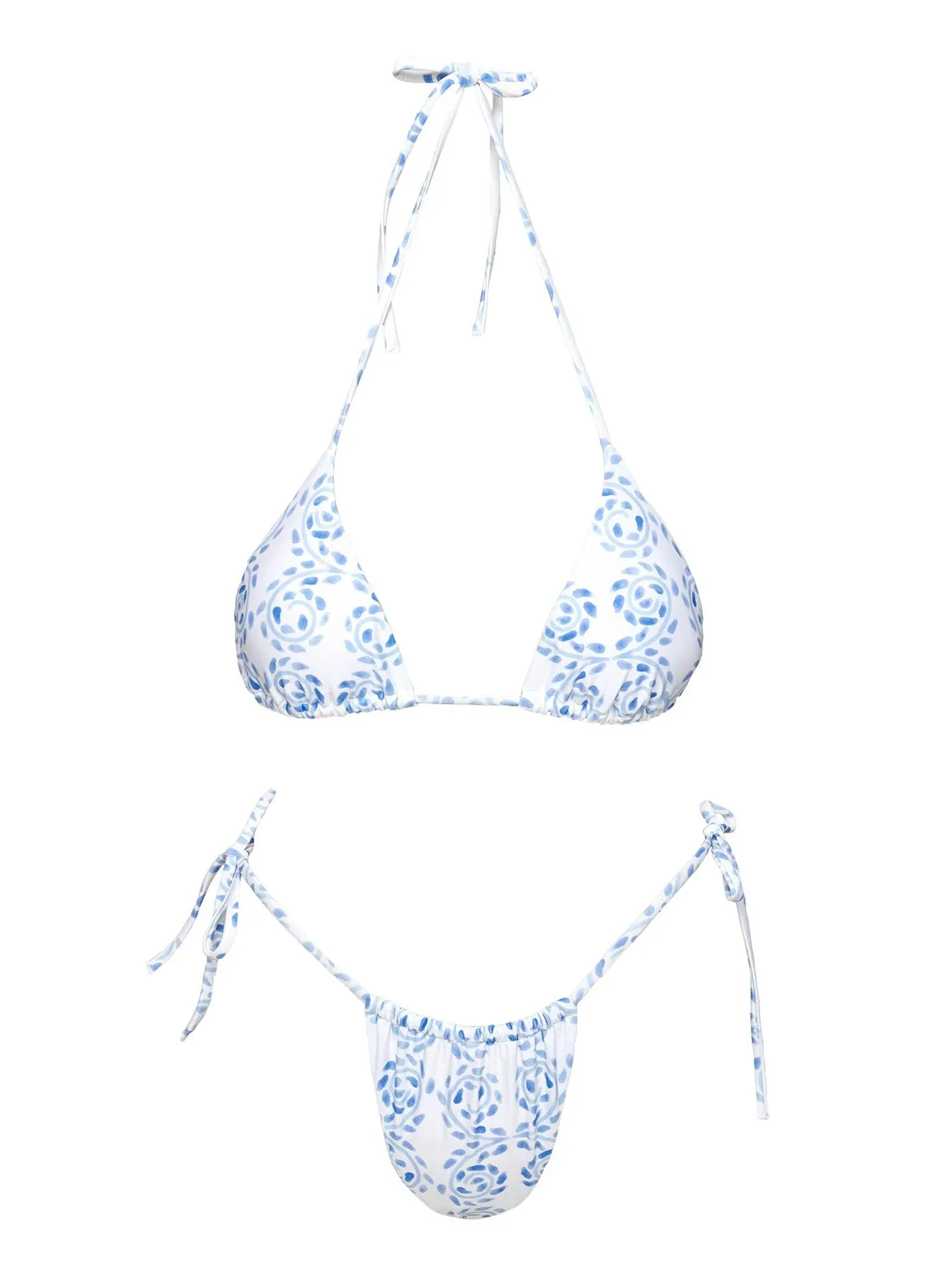Jenner Tie Side Ruched Bikini Bottom Blue / White Swirl sold by Princess Polly product image thumbnail 5