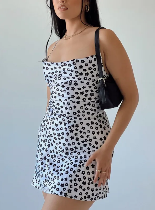 Celena Mini Dress Black/White sold by Princess Polly
