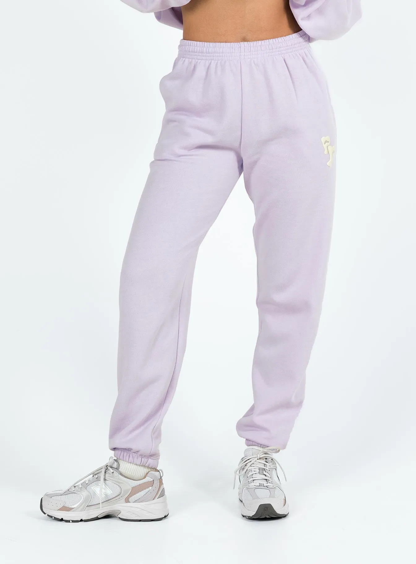 Princess Polly Track Pants Squiggle Text Dusty Mauve / Eggshell sold by Princess Polly product image thumbnail 2