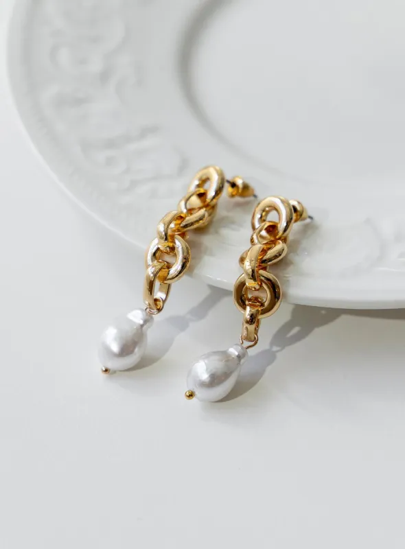 Kanan Pearl Earrings Gold / White sold by Princess Polly