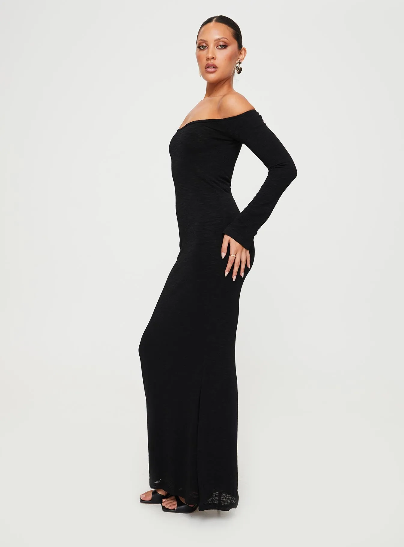Korey Off The Shoulder Maxi Dress Black sold by Princess Polly product image thumbnail 4